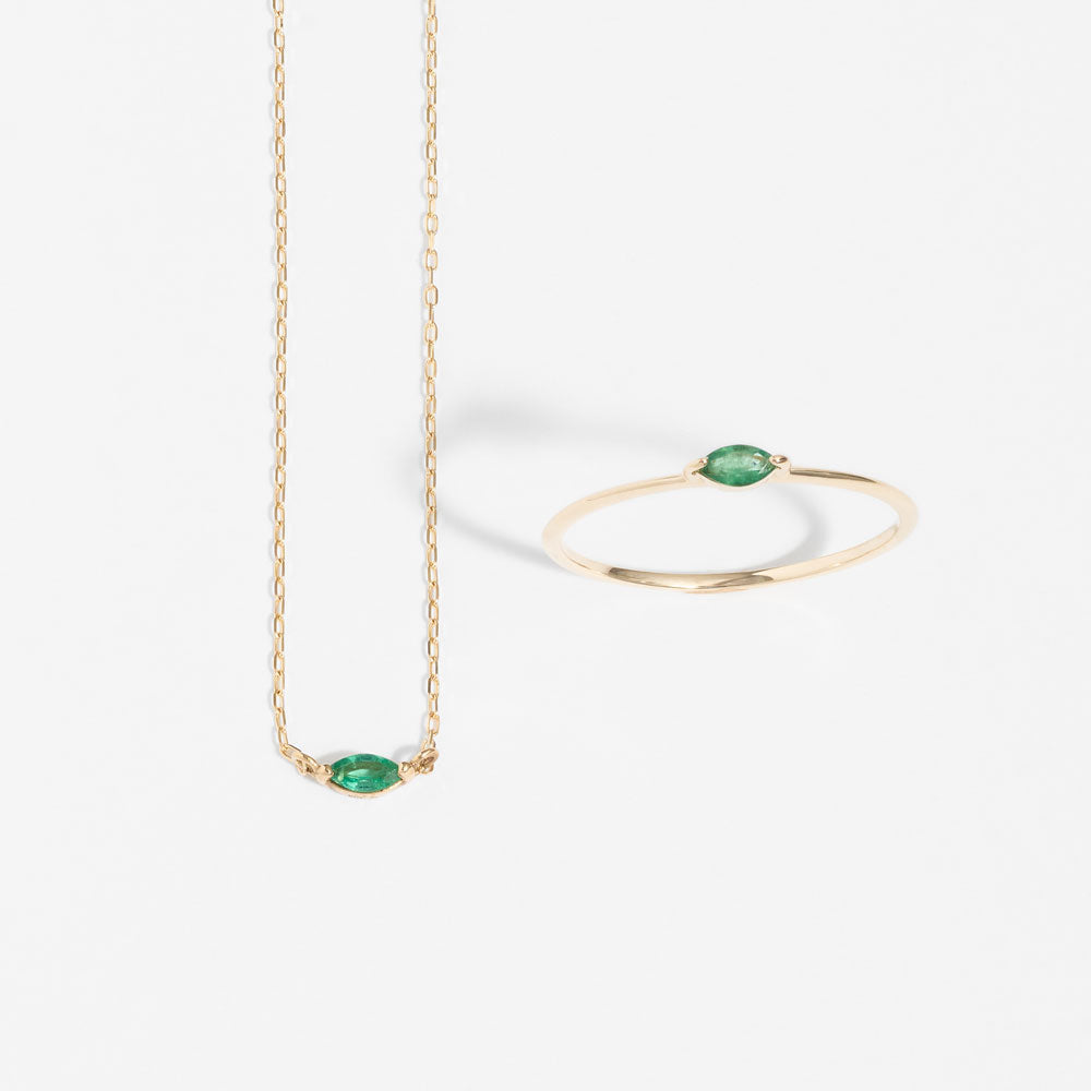 K10 誕生石 マーキスリング(5月:エメラルド)|36-2135