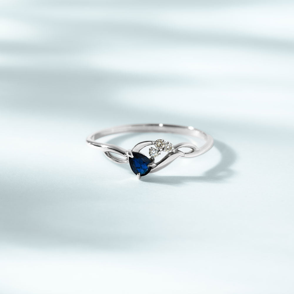 10k サファイア　ダイヤ　リング サファイア ダイヤモンドフラワーモチーフリング SA 1.71ct D 0.47ct