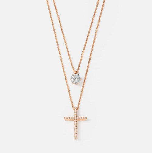 御売約御礼　925刻印のペンダントネックレス+ギミック二連ネックレス＋SVピアス SV925 2連ネックレス（クロス） | 64-9387 – L&Co.