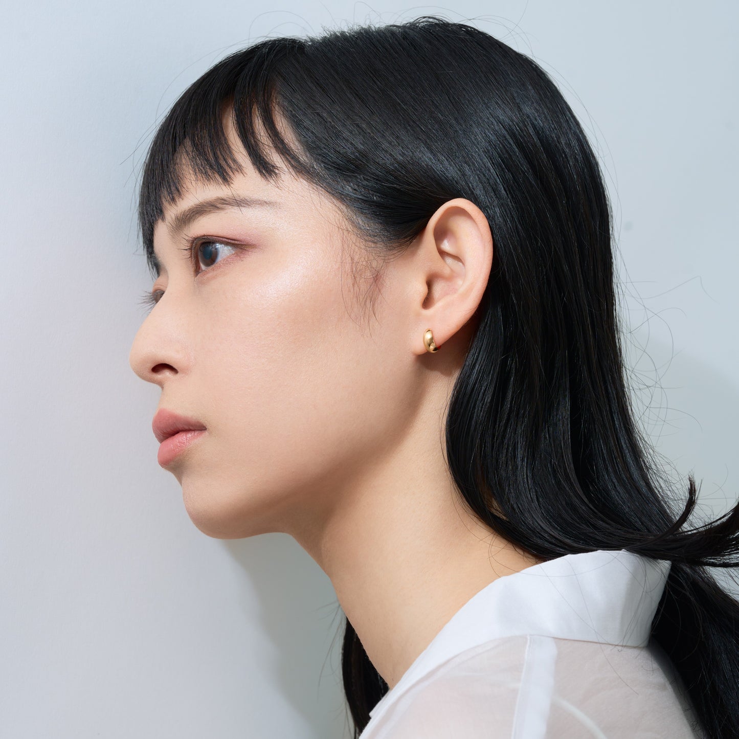【片耳】K18 月甲 フープピアス(10×5) ❘ 43-1476