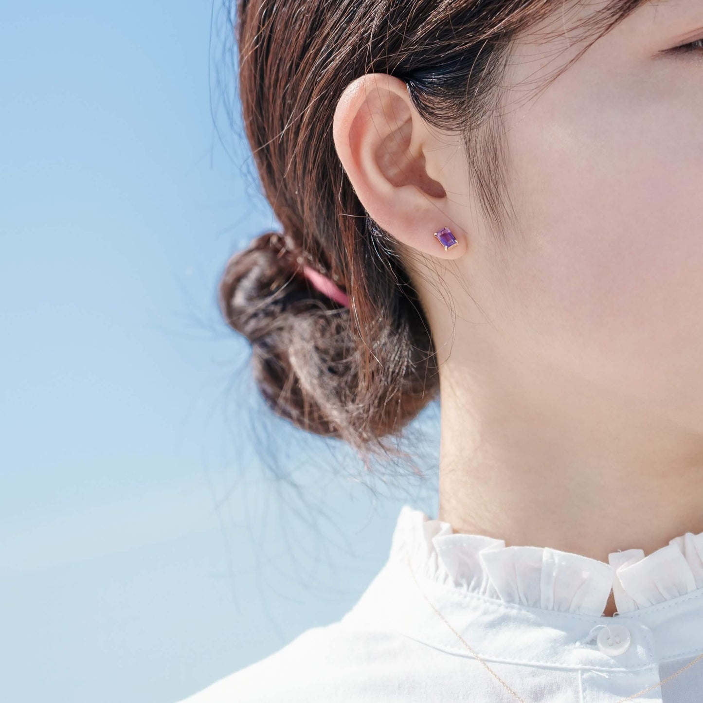 K10 誕生石 スクエア スタッドピアス(2月:アメジスト)| 43-8002