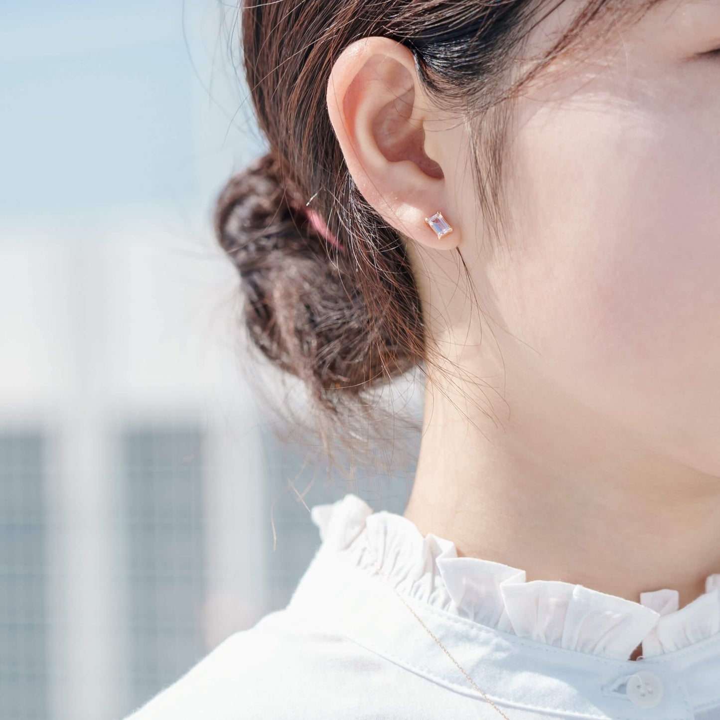 K10 誕生石 スクエア スタッドピアス (4月:モルガナイト)| 43-8014