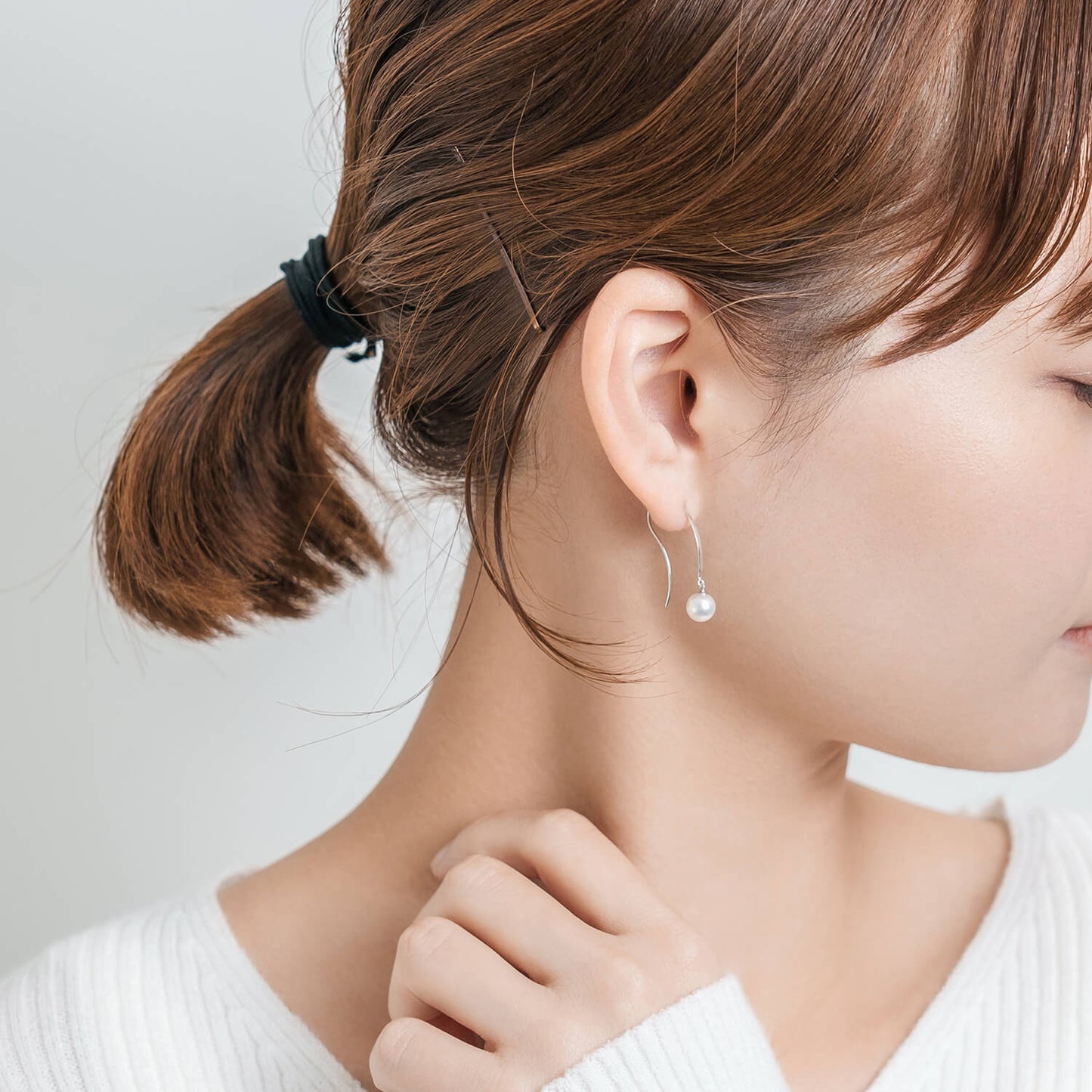 Pt900 アコヤパール フックピアス(6mm)|43-8018