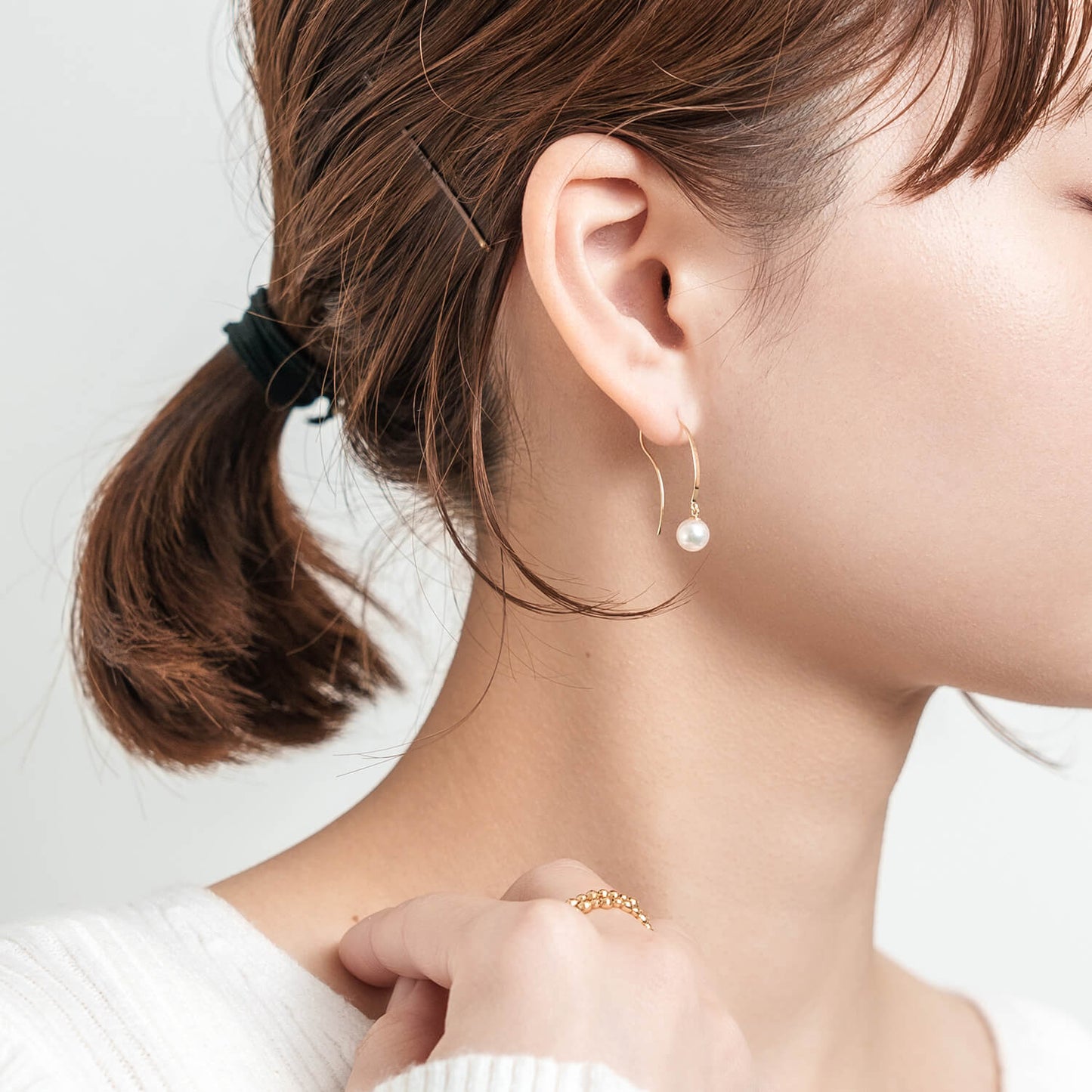 K18 アコヤパール フックピアス(6mm)|43-8019