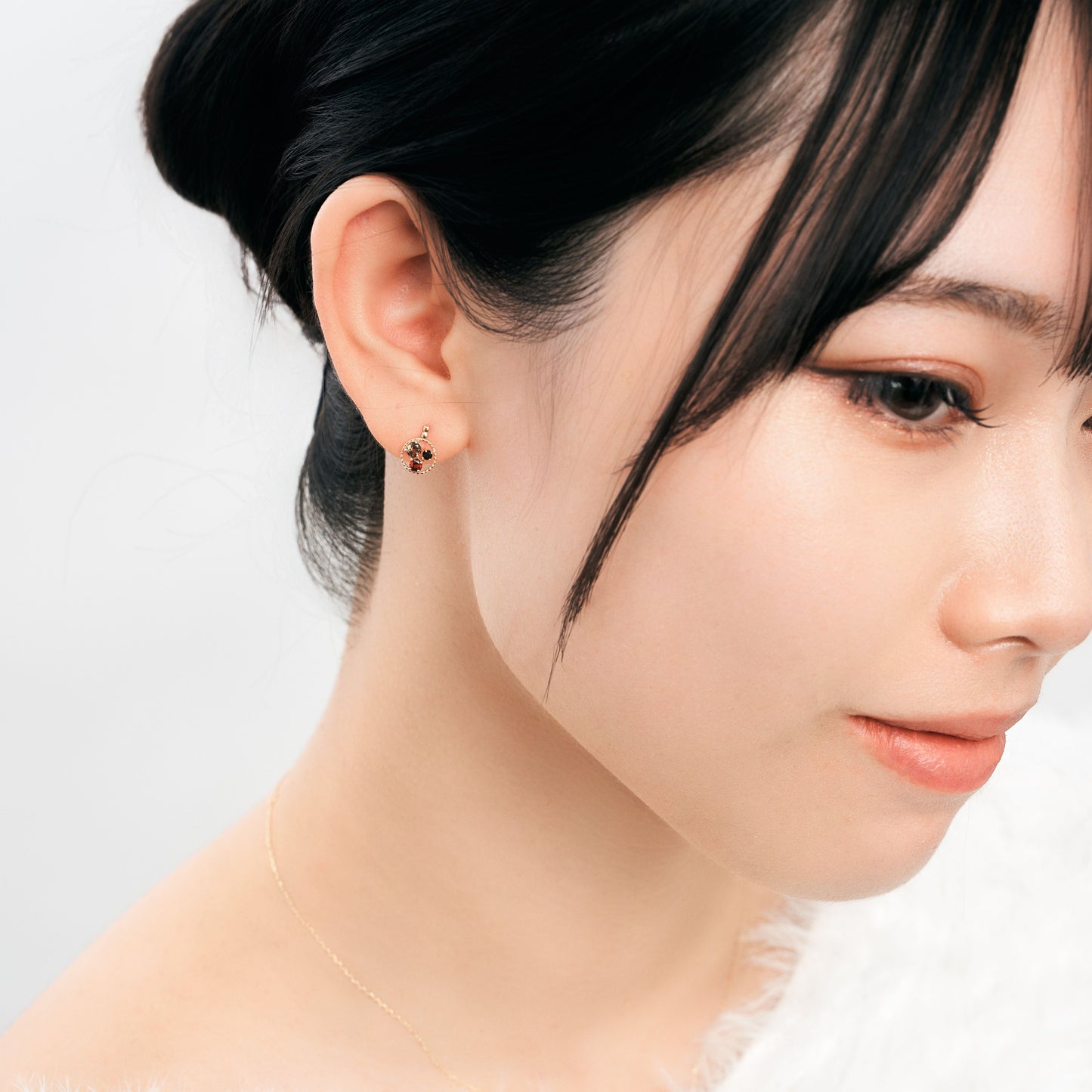 K10 カラーストーンスタッドピアス(レッド) | 43-8610