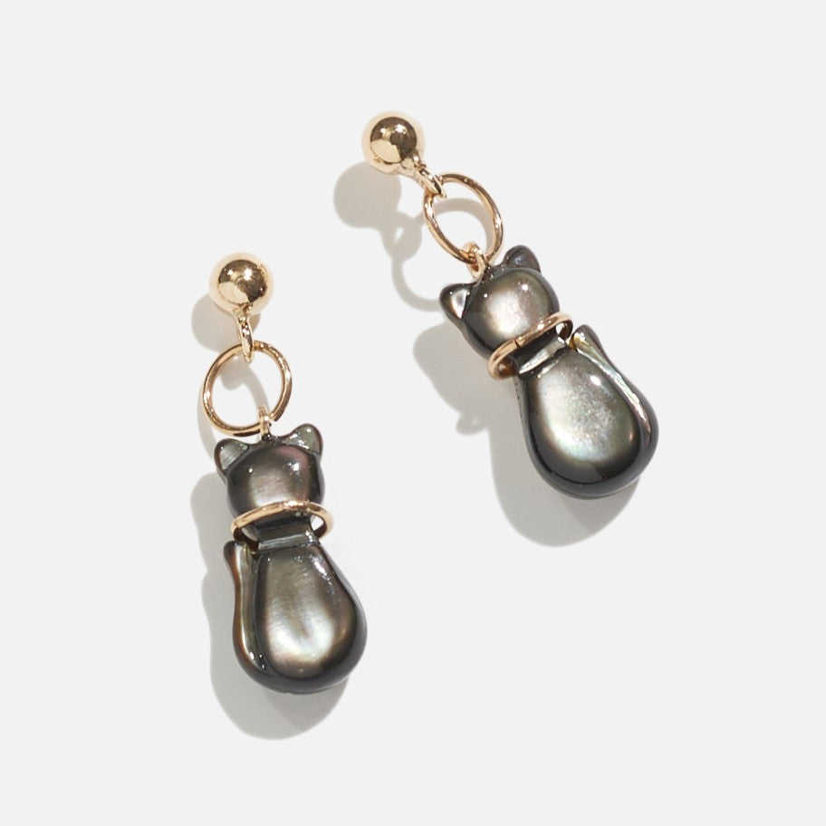k10　猫　シェル　ネックレス　ピアス　未使用　バラ売り不可 K10 クロネコシェルピアス ❘ 45-4983 – L&Co.