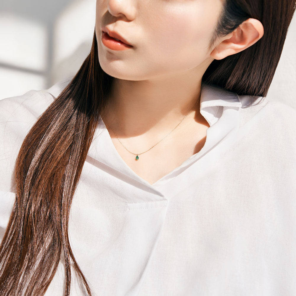 K10 誕生石 ドロップネックレス(5月:エメラルド)|63-7805