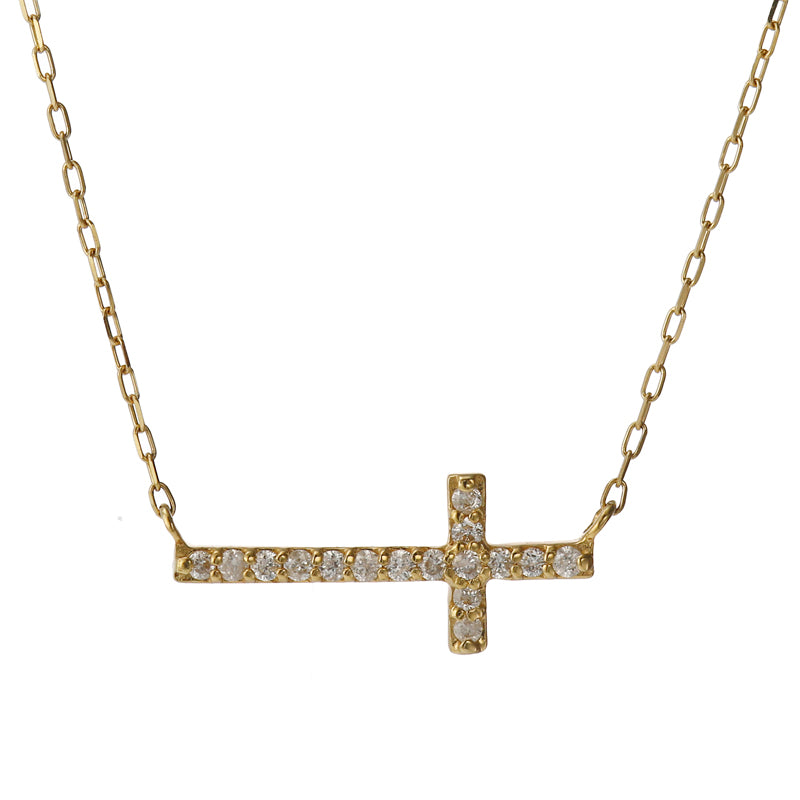 K18 diamond cross necklace 96-1018