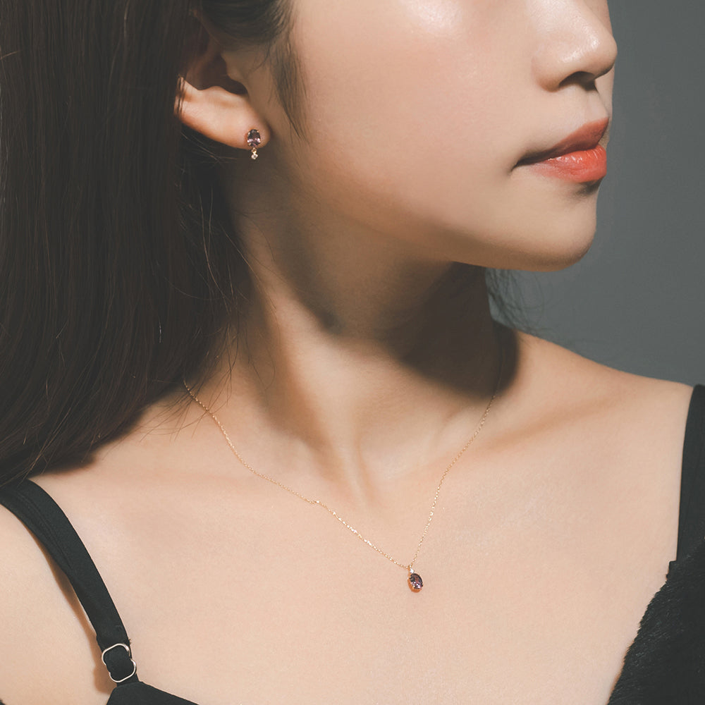 【受注生産】K10 カラーチェンジ ガーネット ピアス|43-1397