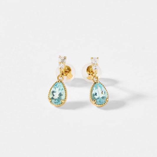 【2026 Summer Collection】K10 アクアマリン＆ダイヤモンド ピアス｜41-3171