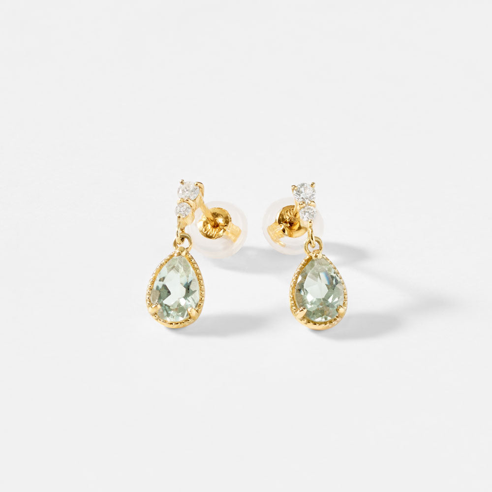 【2026 Summer Collection】K10 グリーンアメジスト＆ダイヤモンド ピアス｜41-3172