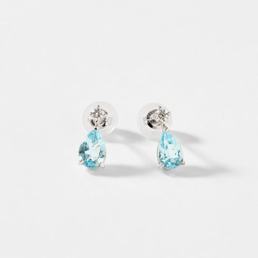 【2026 Summer Collection】K10WG アクアマリン＆ダイヤモンド ピアス｜41-3173