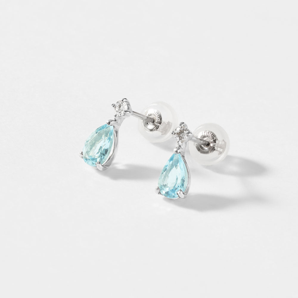 2026 Summer Collection】K10WG アクアマリン＆ダイヤモンド ピアス