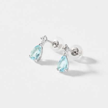 【2026 Summer Collection】K10WG アクアマリン＆ダイヤモンド ピアス｜41-3173