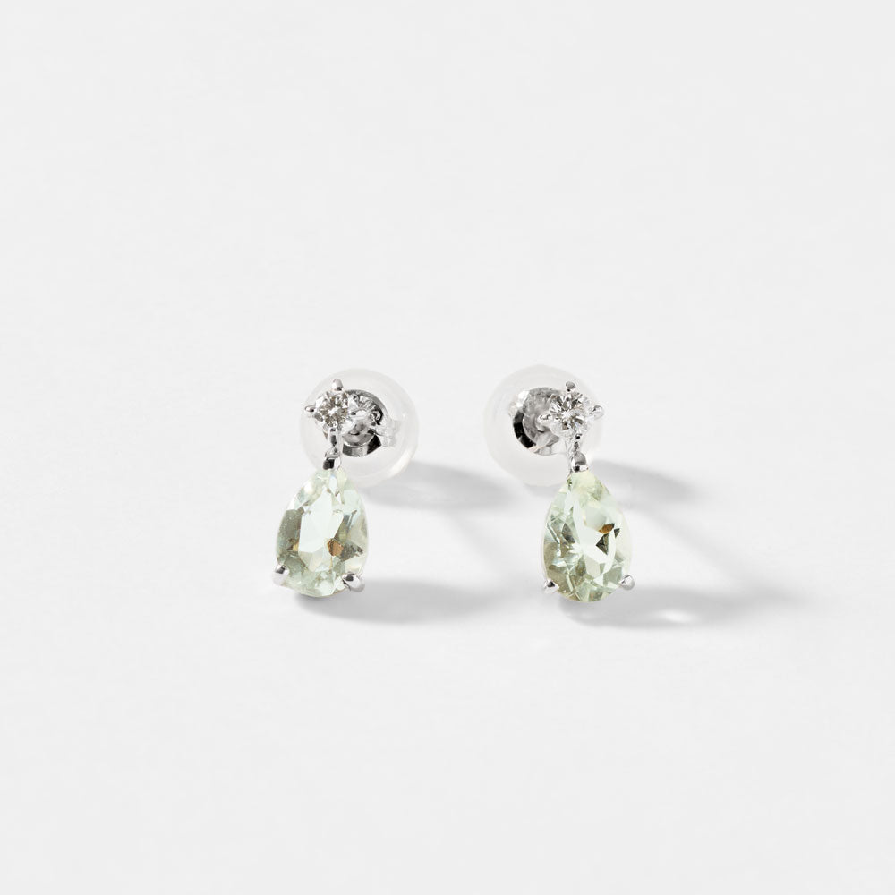 【2026 Summer Collection】K10WG グリーンアメジスト＆ダイヤモンド ピアス｜41-3174