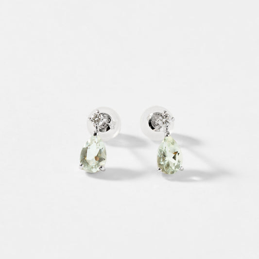 【2026 Summer Collection】K10WG グリーンアメジスト＆ダイヤモンド ピアス｜41-3174
