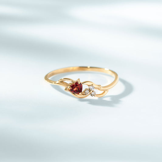 【受注生産】K10 ガーネット＆ダイヤモンド ハートリング｜96-2301