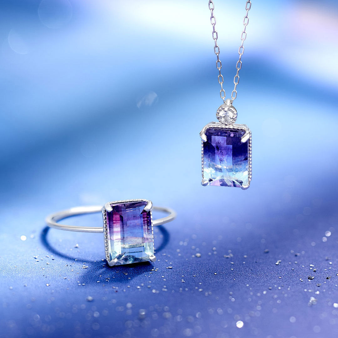 Winter Collection】PT900 レインボーフローライト リング | 31-4999