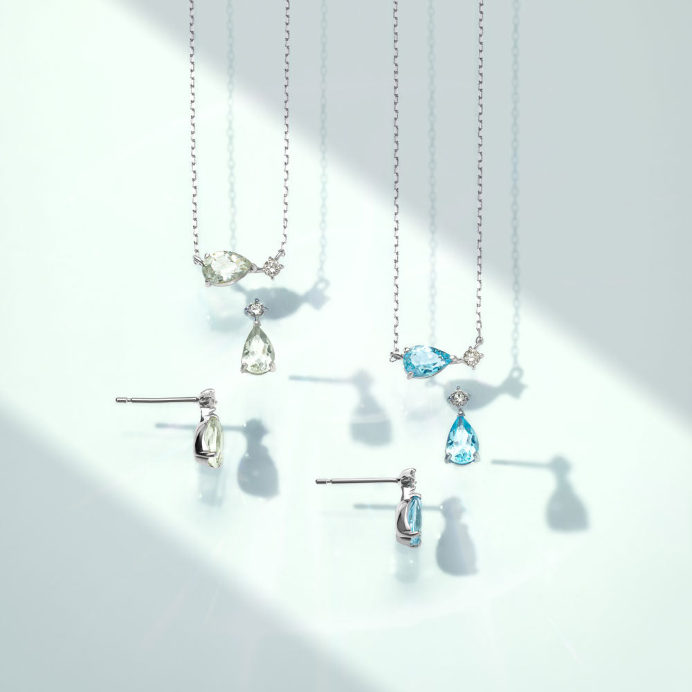 【2026 Summer Collection】K10WG グリーンアメジスト＆ダイヤモンド ネックレス｜60-9347