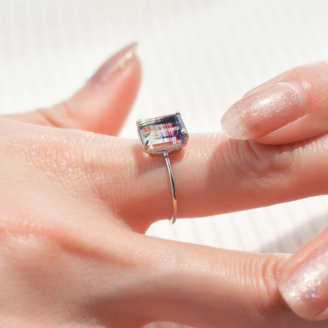 Winter Collection】PT900 レインボーフローライト リング | 31-4999