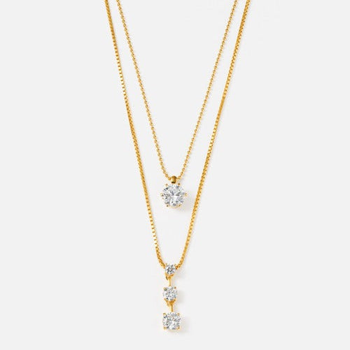 SV925 2連ネックレス（スリーストーン） | 64-9383