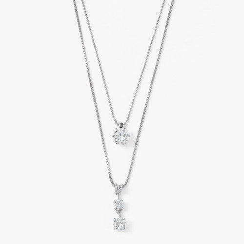 SV925 2連ネックレス（スリーストーン） | 64-9382