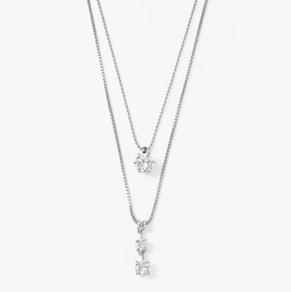 SV925 2連ネックレス（スリーストーン） | 64-9382