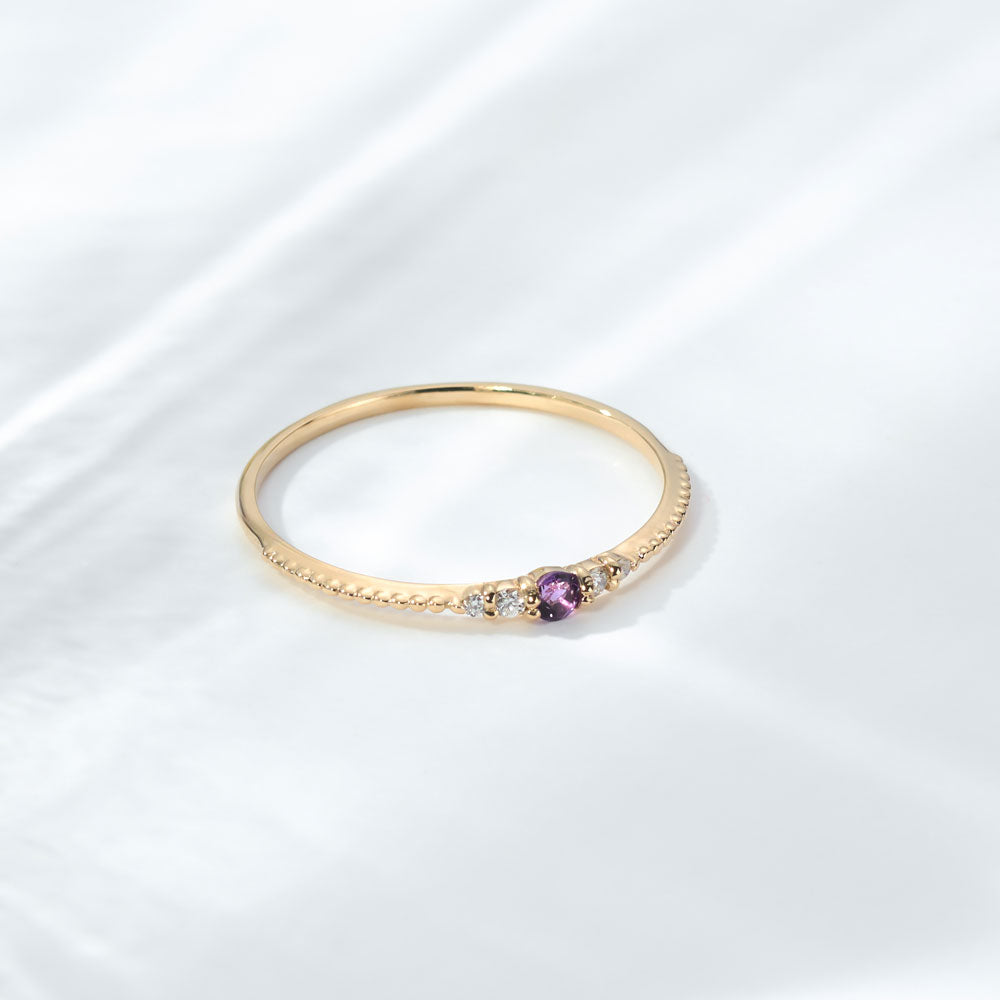 K10 誕生石 ミルデザインリング（2月：アメジスト）｜36-1812