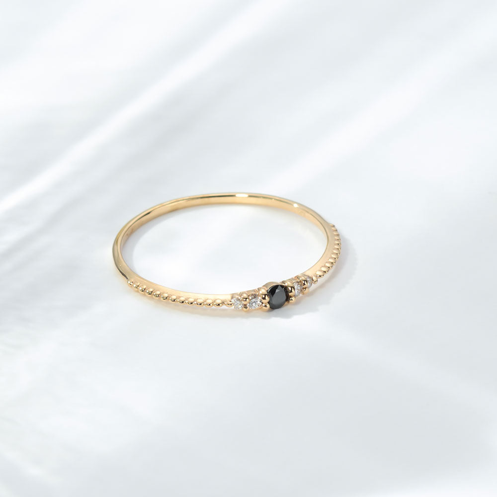 K10 誕生石 ミルデザインリング（4月：ブラックダイヤモンド）｜36-1814