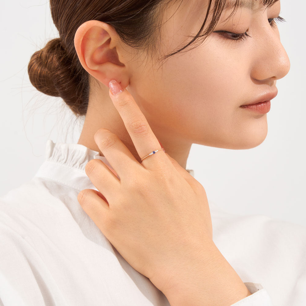 K10 誕生石 ミルデザインリング（9月：サファイア）｜36-1819