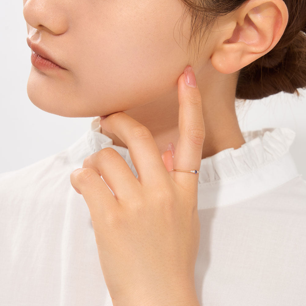 K10 誕生石 ミルデザインリング（9月：サファイア）｜36-1819