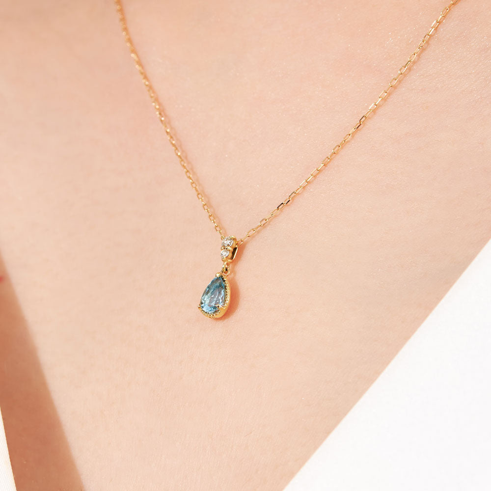2026 Summer Collection】K10 アクアマリン＆ダイヤモンド ネックレス