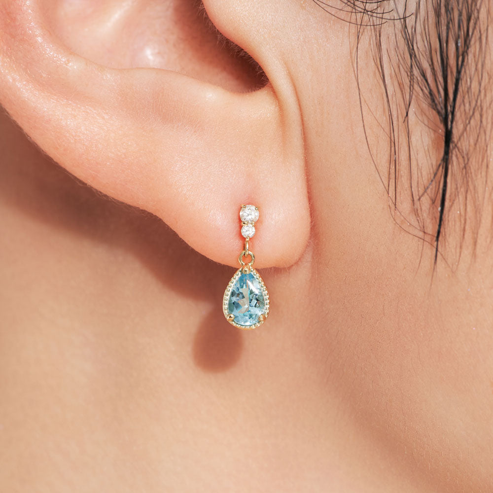 2026 Summer Collection】K10 アクアマリン＆ダイヤモンド ピアス｜41