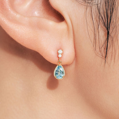 【2026 Summer Collection】K10 アクアマリン＆ダイヤモンド ピアス｜41-3171