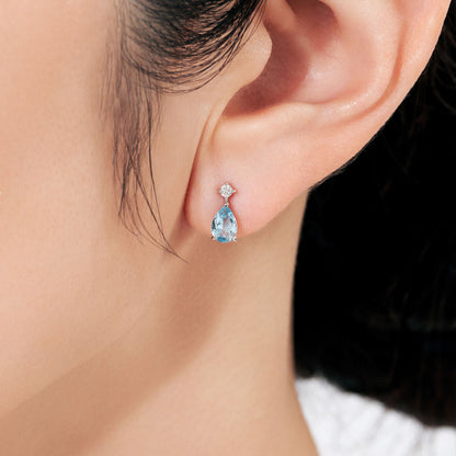 【2026 Summer Collection】K10WG アクアマリン＆ダイヤモンド ピアス｜41-3173
