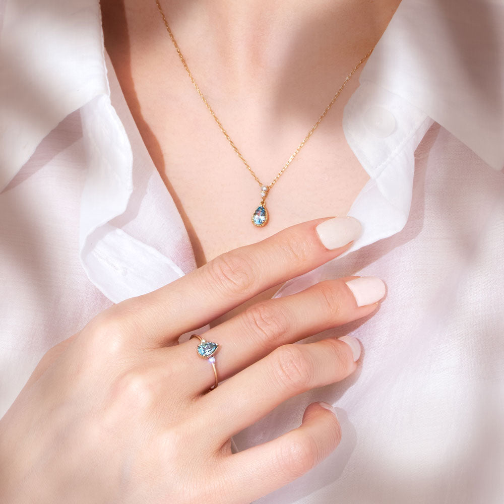 2026 Summer Collection】K10 アクアマリン＆ダイヤモンド ネックレス