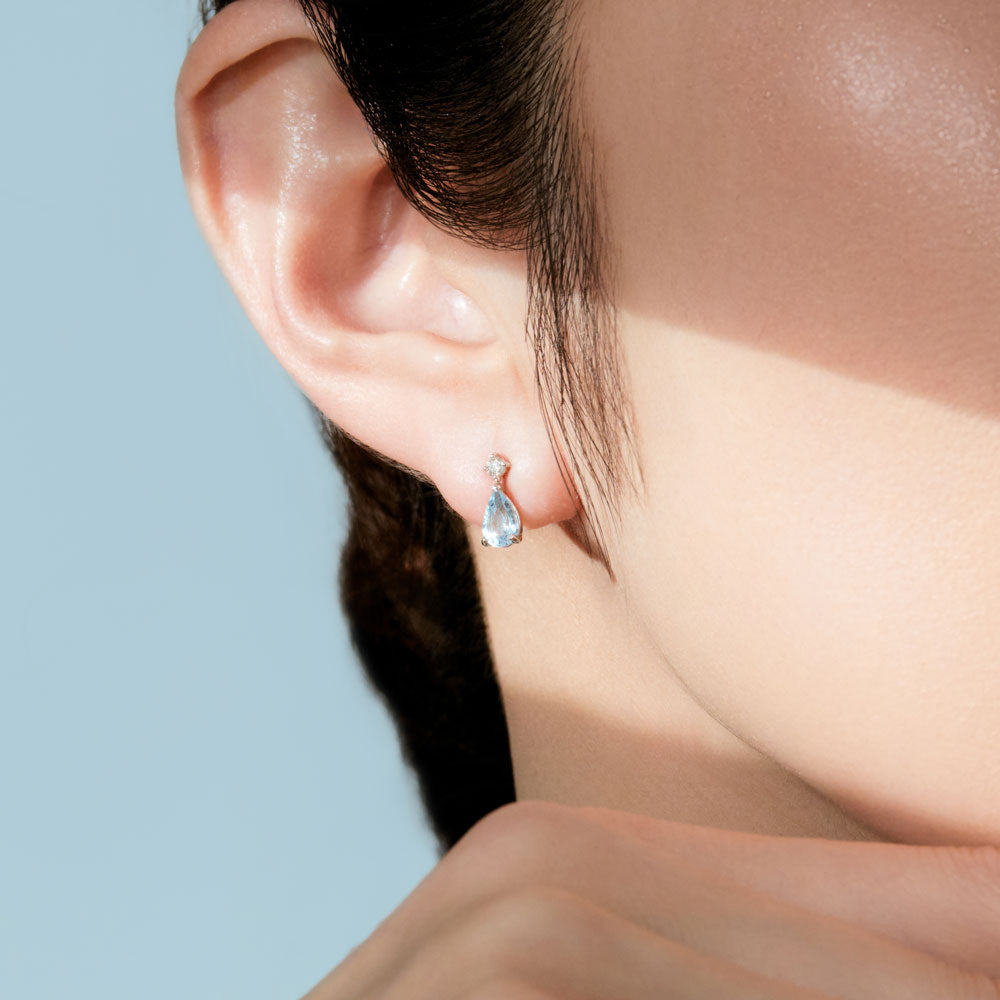 2026 Summer Collection】K10WG アクアマリン＆ダイヤモンド ピアス