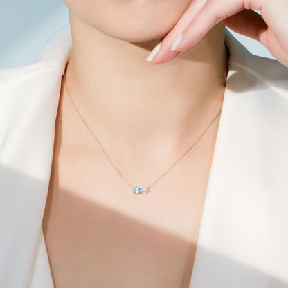【2026 Summer Collection】K10WG アクアマリン＆ダイヤモンド ネックレス｜60-9346