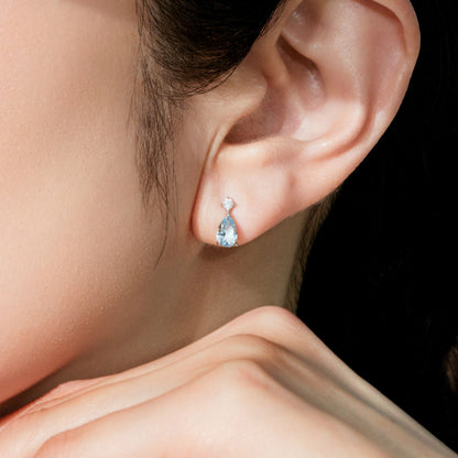 【2026 Summer Collection】K10WG アクアマリン＆ダイヤモンド ピアス｜41-3173