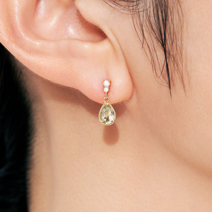 【2026 Summer Collection】K10 グリーンアメジスト＆ダイヤモンド ピアス｜41-3172