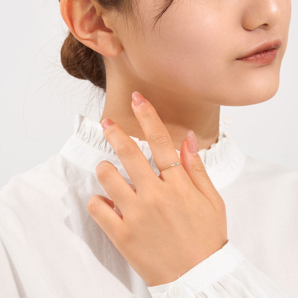 K10 誕生石 ミルデザインリング（3月：アクアマリン）｜36-1813 – L&Co.
