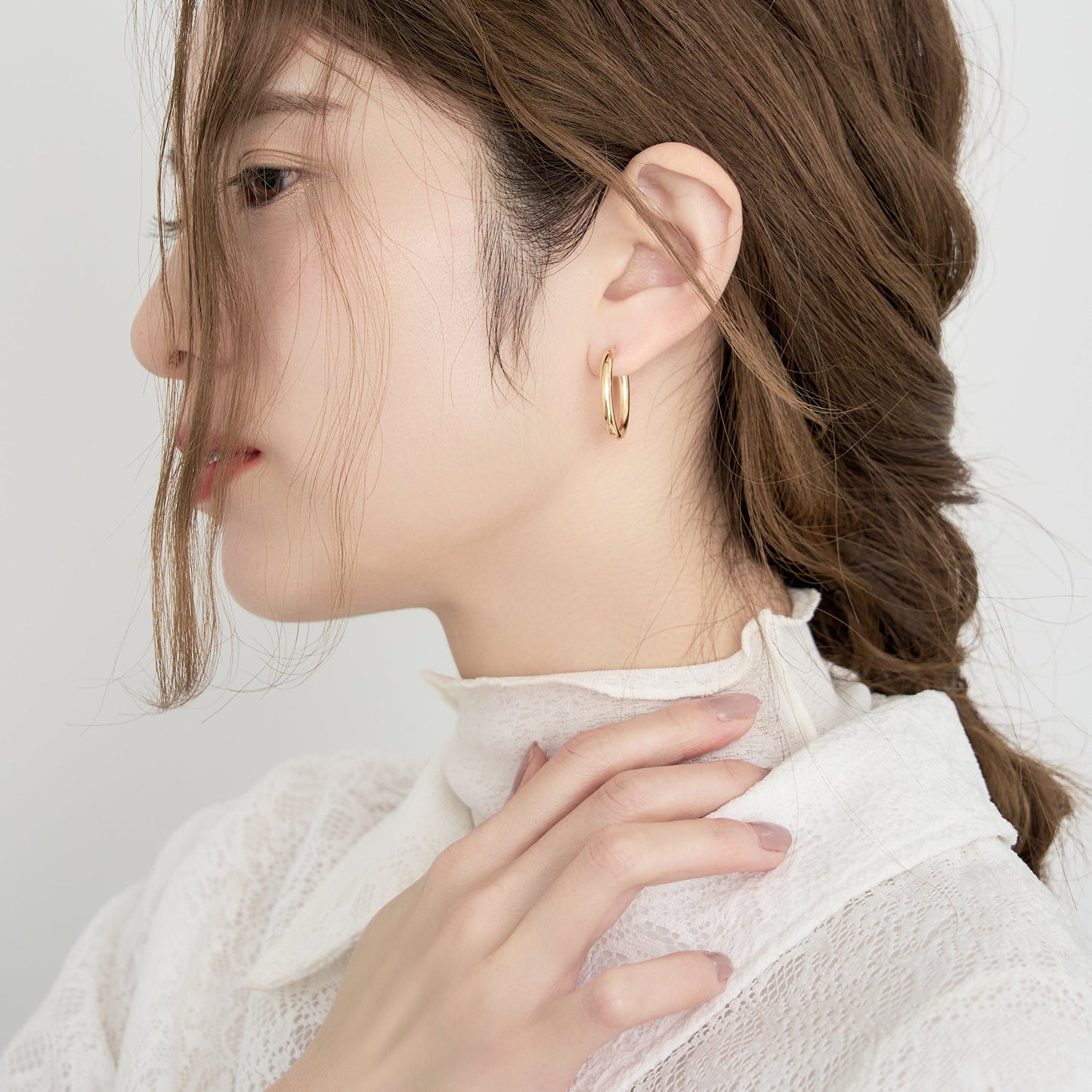 K18 オーバル フープピアス（大）|  43-8346