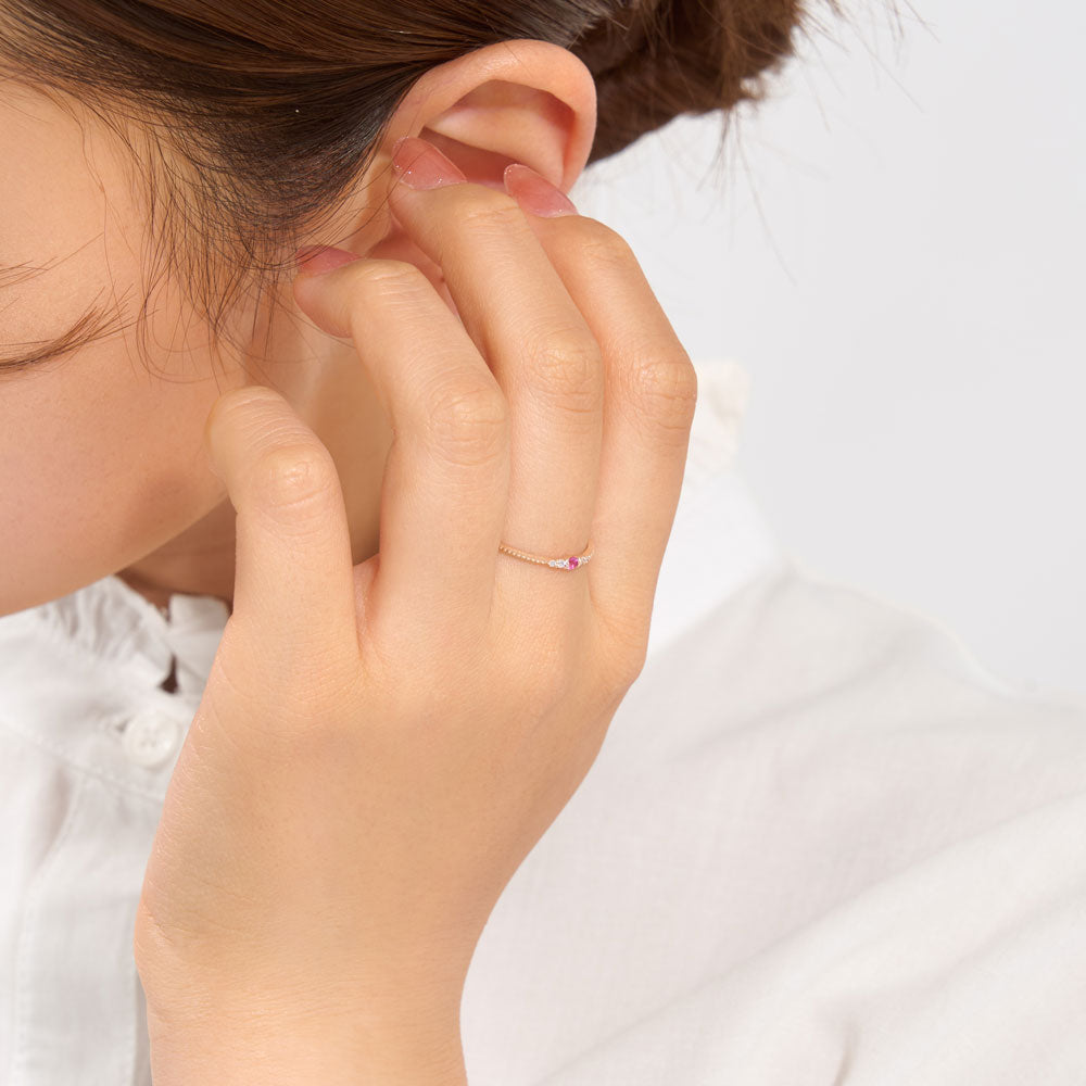 K10 誕生石 ミルデザインリング（7月：ルビー）｜36-1817