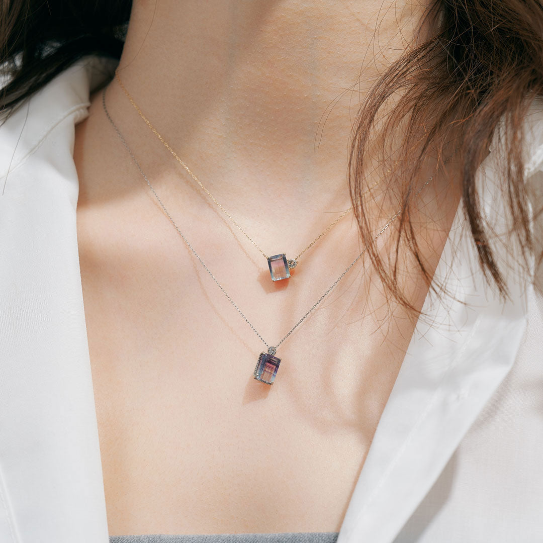 Winter Collection】K10 レインボーフローライト ネックレス | 60-9338