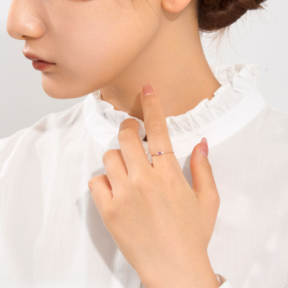 K10 誕生石 ミルデザインリング（2月：アメジスト）｜36-1812