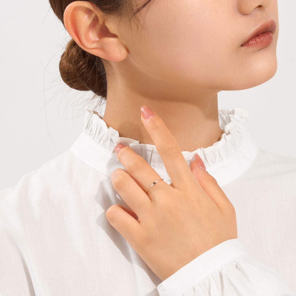 K10 誕生石 ミルデザインリング（4月：ブラックダイヤモンド）｜36-1814