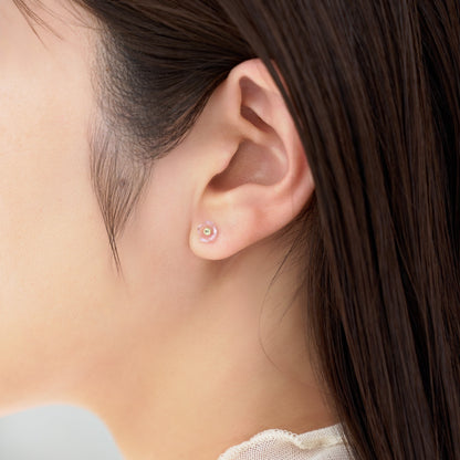 K10 フラワー スタッドピアス（ピンク）｜43-0437