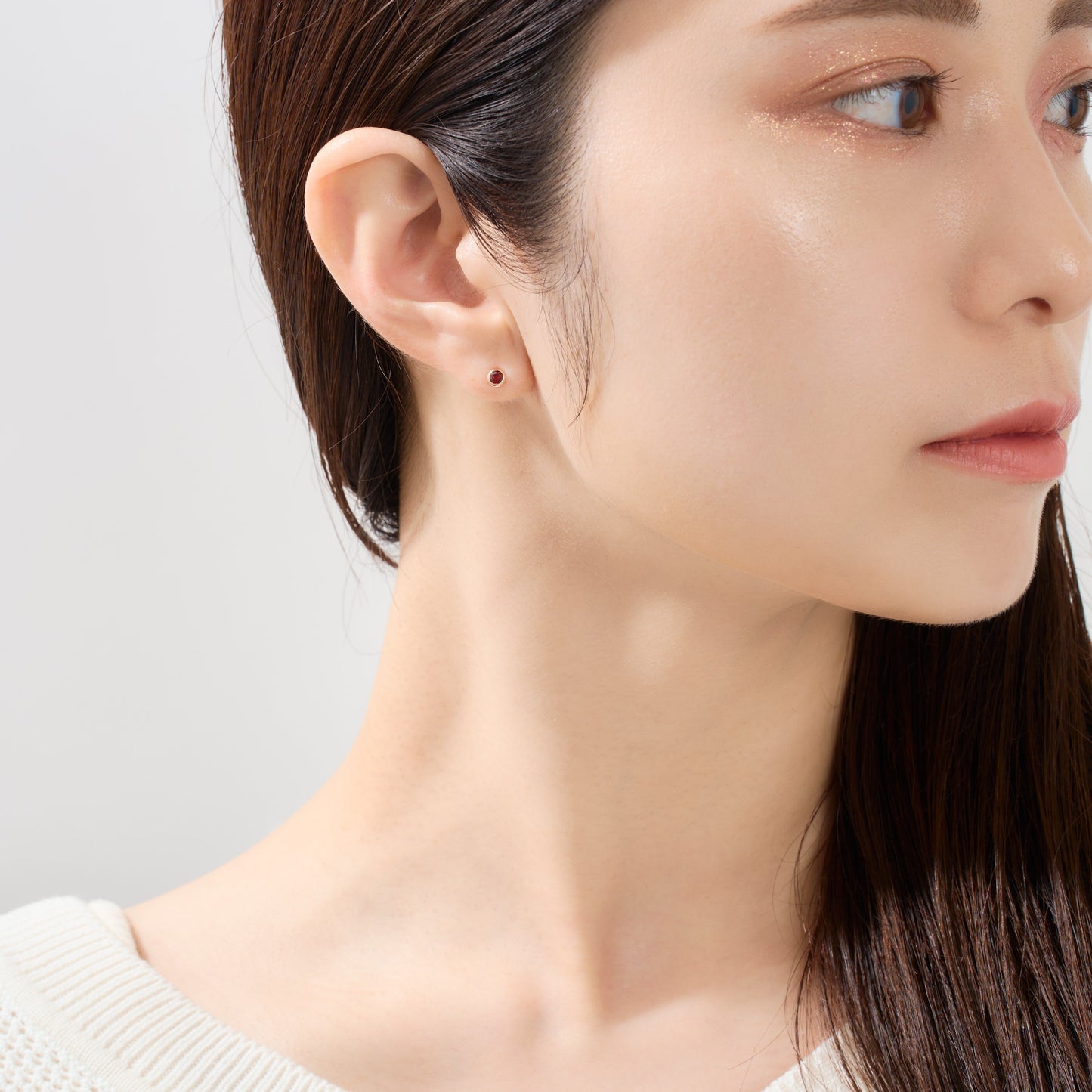 K10 誕生石 サークル スタッドピアス （1月：ガーネット）｜43-1321