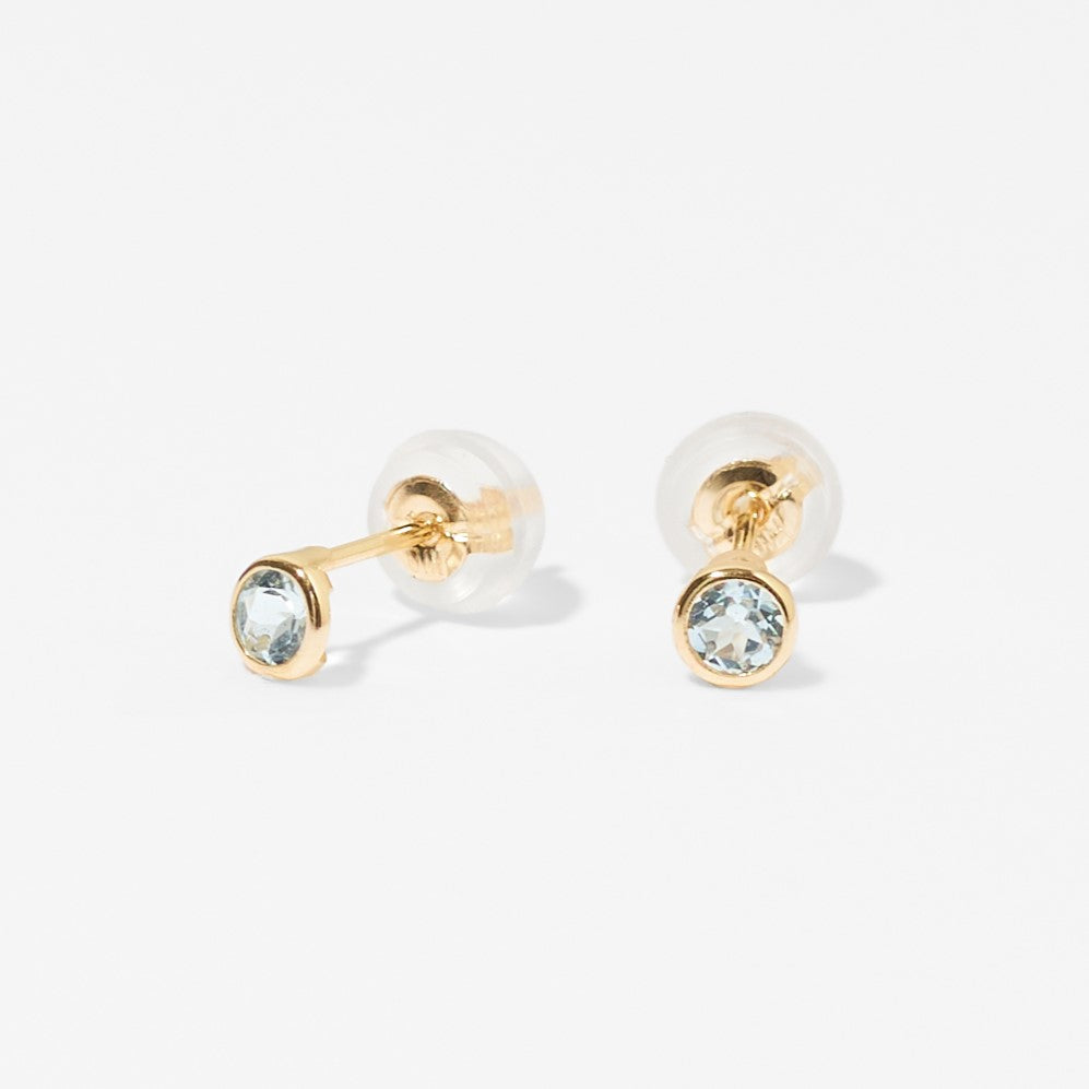 K10 一粒 誕生石 サークル スタッドピアス （3月：アクアマリン）❘ 43-1323