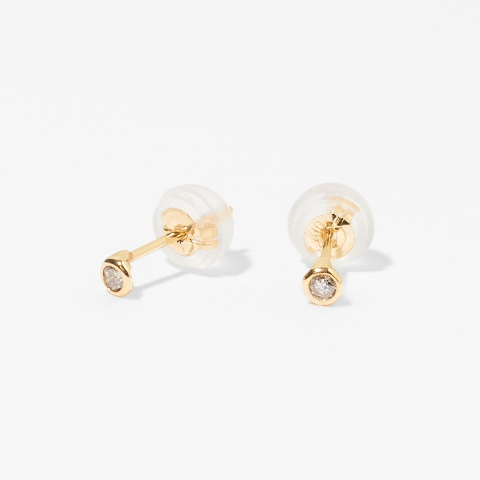 K10 一粒 誕生石 サークル スタッドピアス （4月：ダイヤモンド）❘ 43-1324